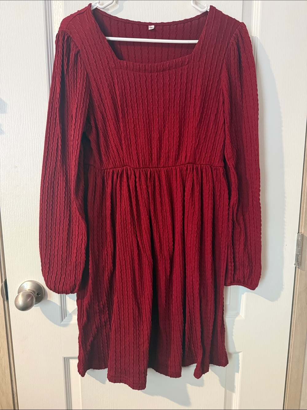 Amazon Long-Sleeve Burgundy Knit Dress